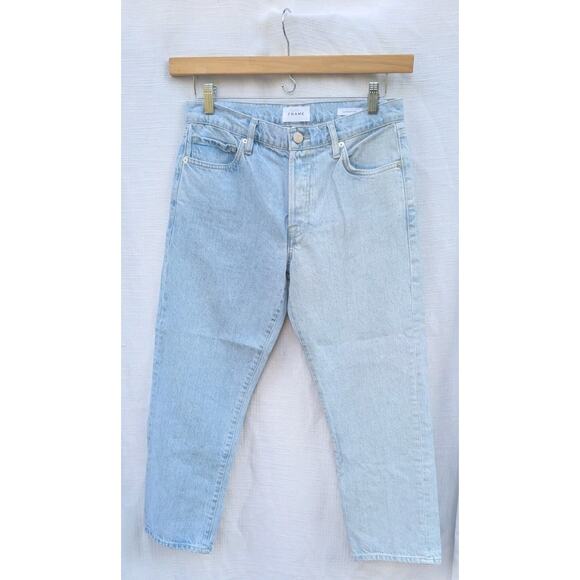 FRAME Le Slouch Crop Splitscreen High Rise Straight Leg Crop Jeans Size 26 - Picture 1 of 8